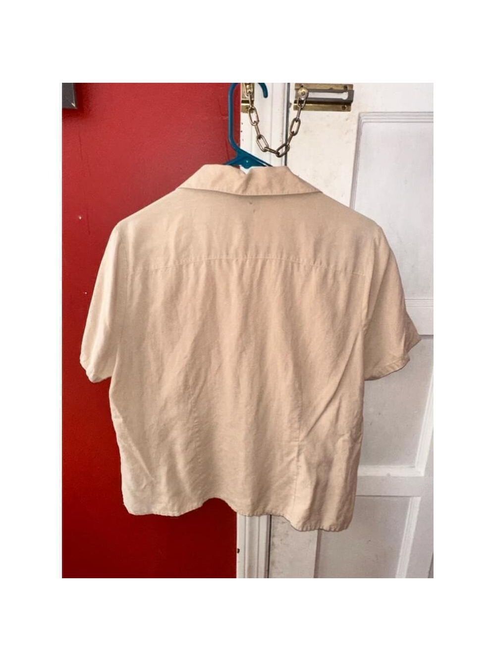 Notations Vintage Women’s Tan Silk Button Up Shirt Size XL - Picture 8 of 10